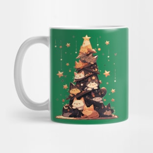 Kawaii Cat Catmas Tree: A Furry Festive Art Christmas Mug